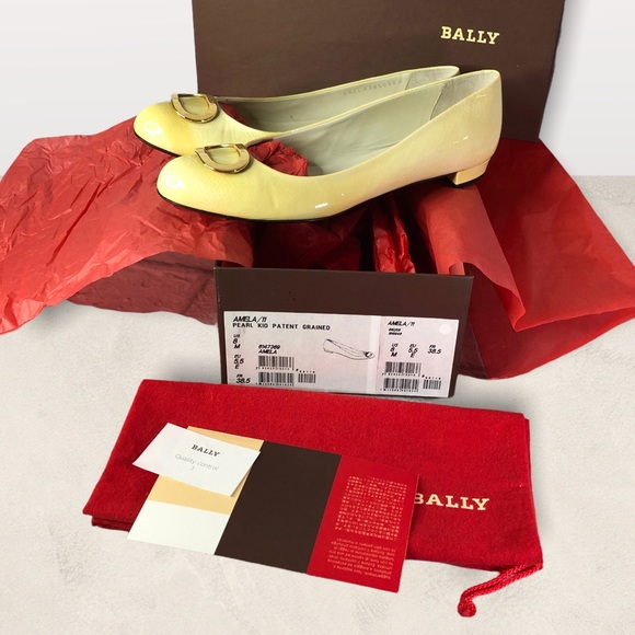 BALLY Amela Patent Coastal Grandma Ballerina Ballet Flats, Vintage 90's Sz 8 - Picture 2 of 14